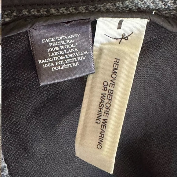 Ann Taylor Womens Wool Cardigan Duster M Gray Checkered Open Front Quiet Luxury - Picture 8 of 9